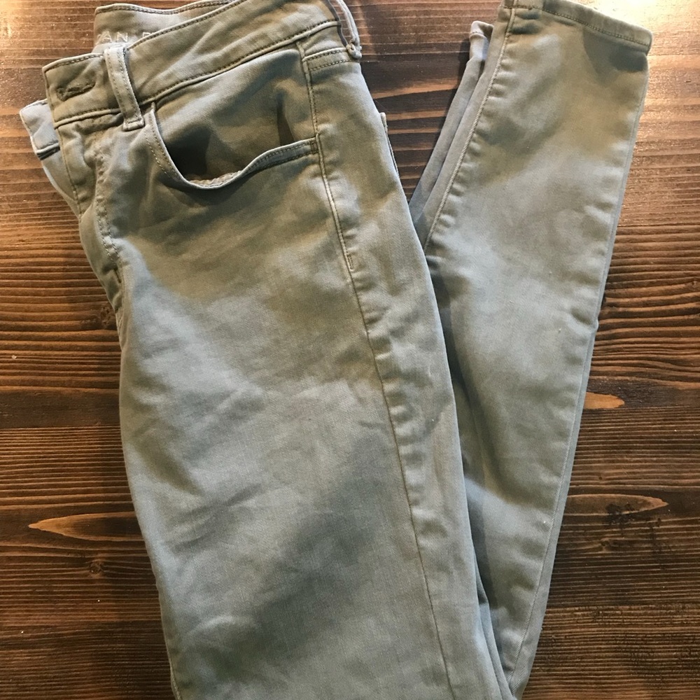 American Eagle olive skinny jeans
